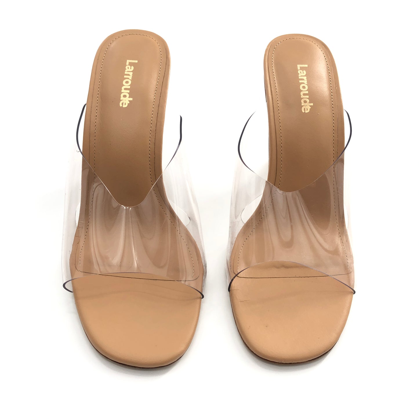 Larroude Madonna Lucite Heel in Tan