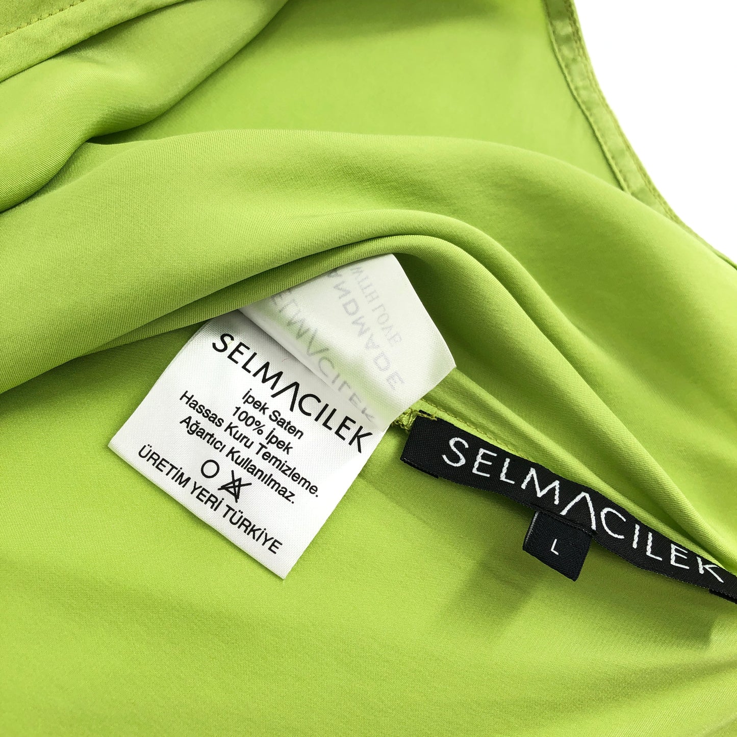 SELMACILEK One Sleeve Silk Dress in Green