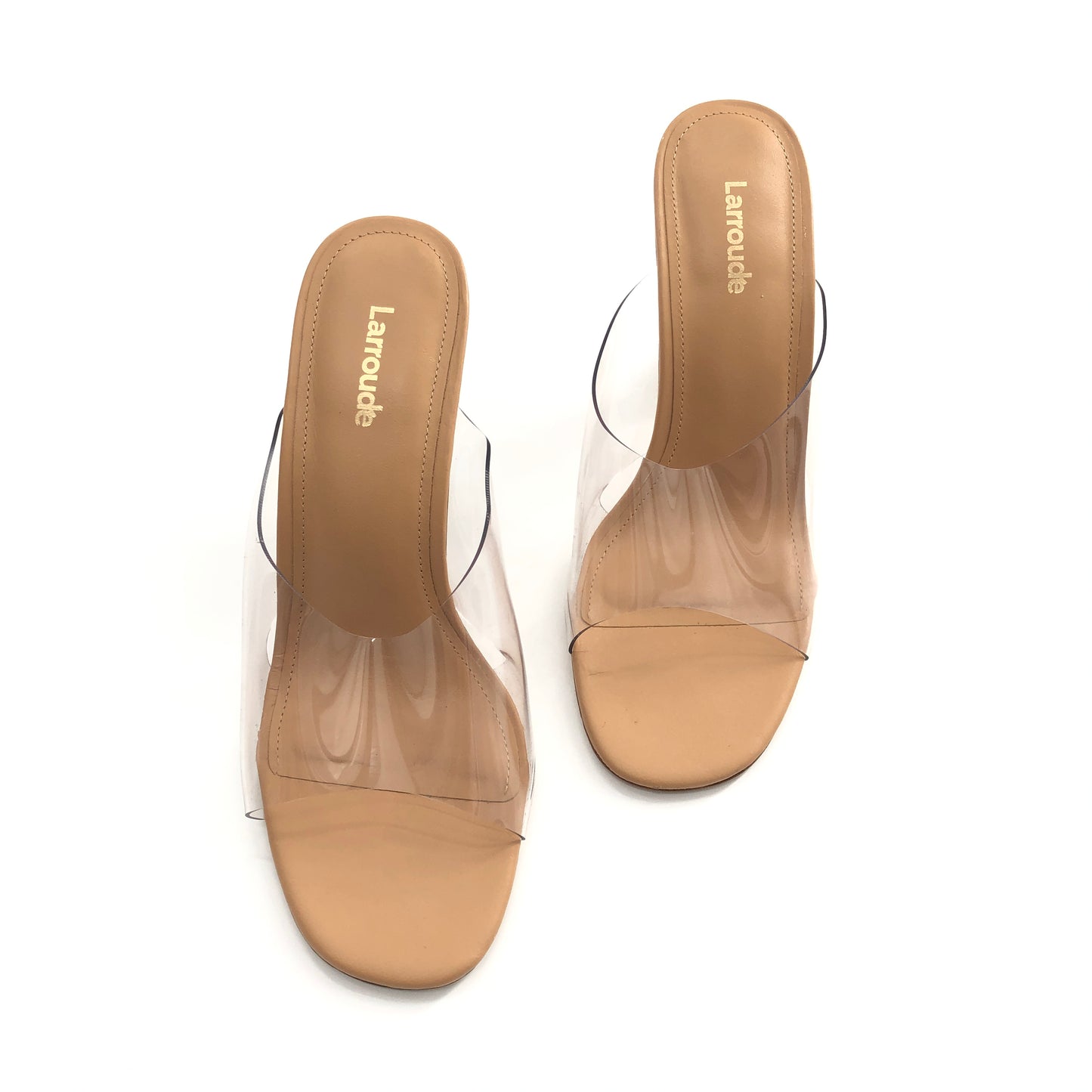 Larroude Madonna Lucite Heel in Tan