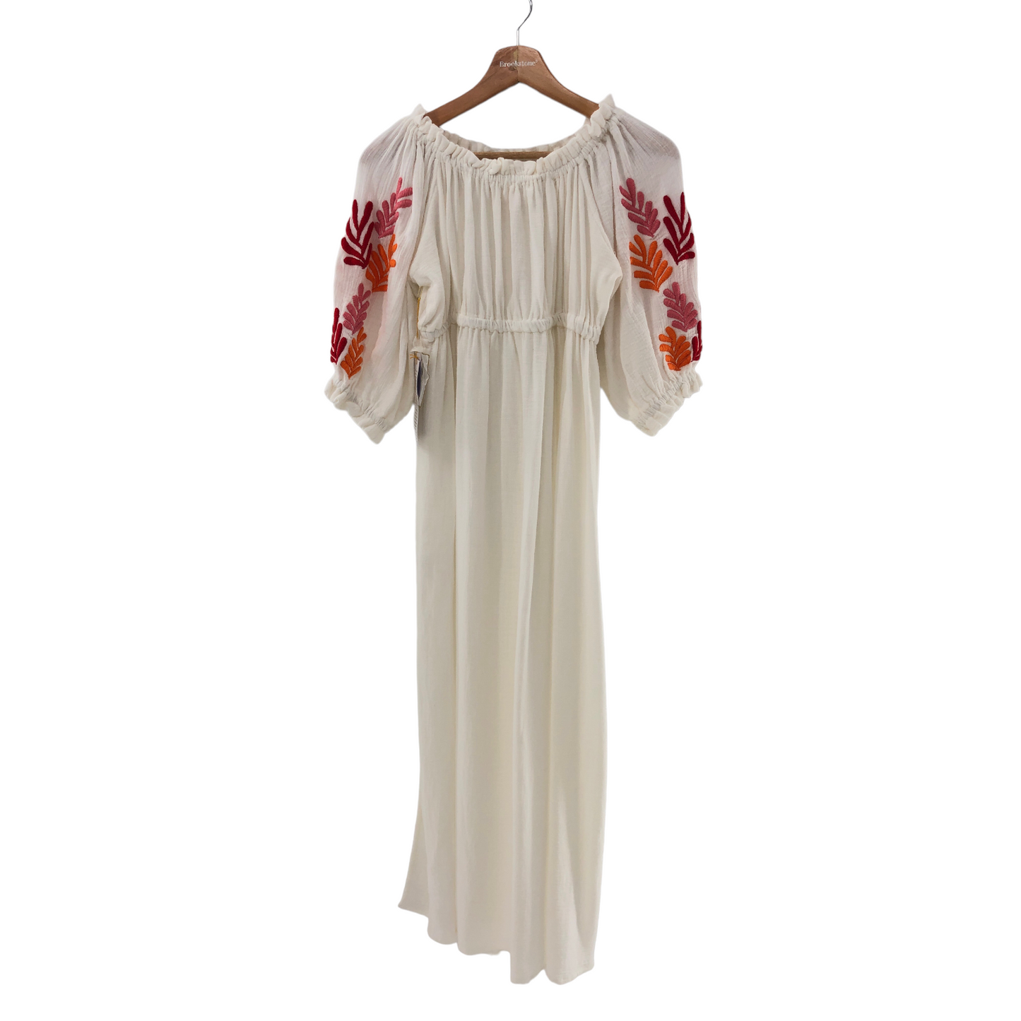 Sundress Poly Dress in Tulum White & Mix Red Embroideries