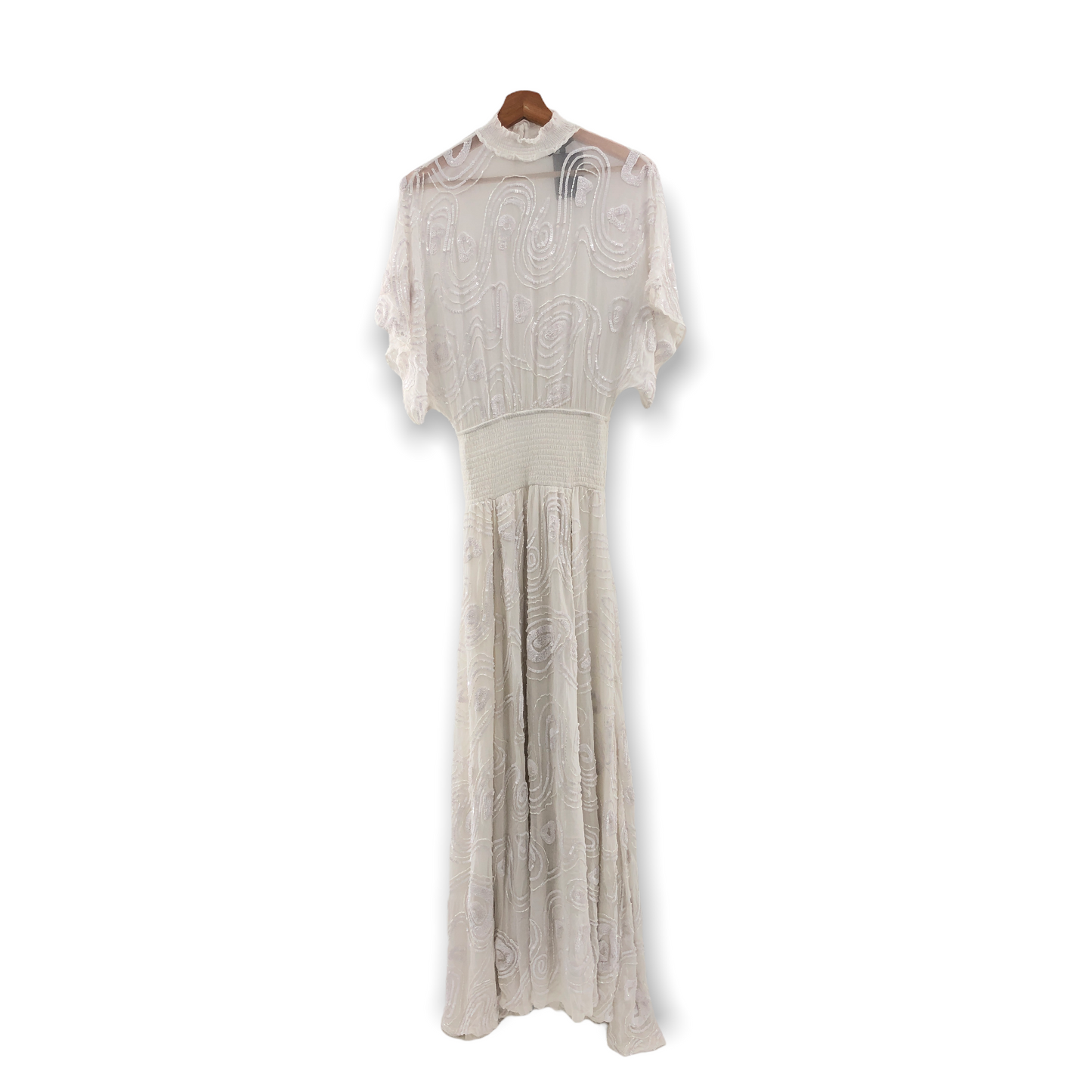 RETROFETE CHLOE EMBELLISHED SILK CHIFFON DRESS WHITE XS
