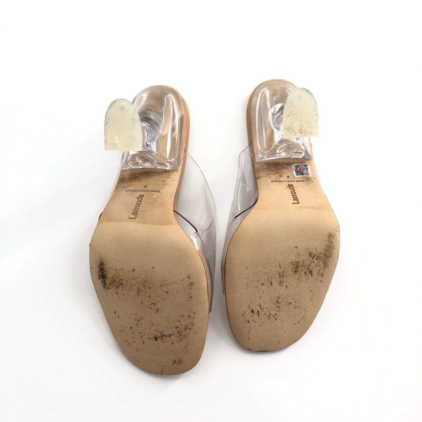 Larroude Madonna Lucite Heel in Tan