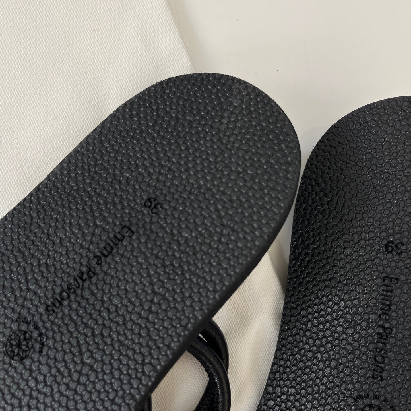 Emme Parsons Knot Pool Slide in Black Nappa