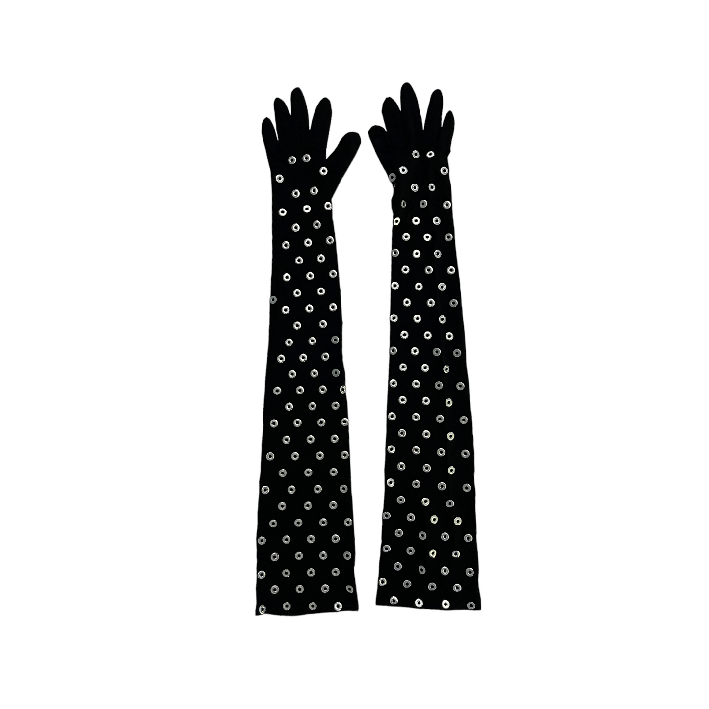 ALAÏA Eyelet Gloves in Noir & Argent