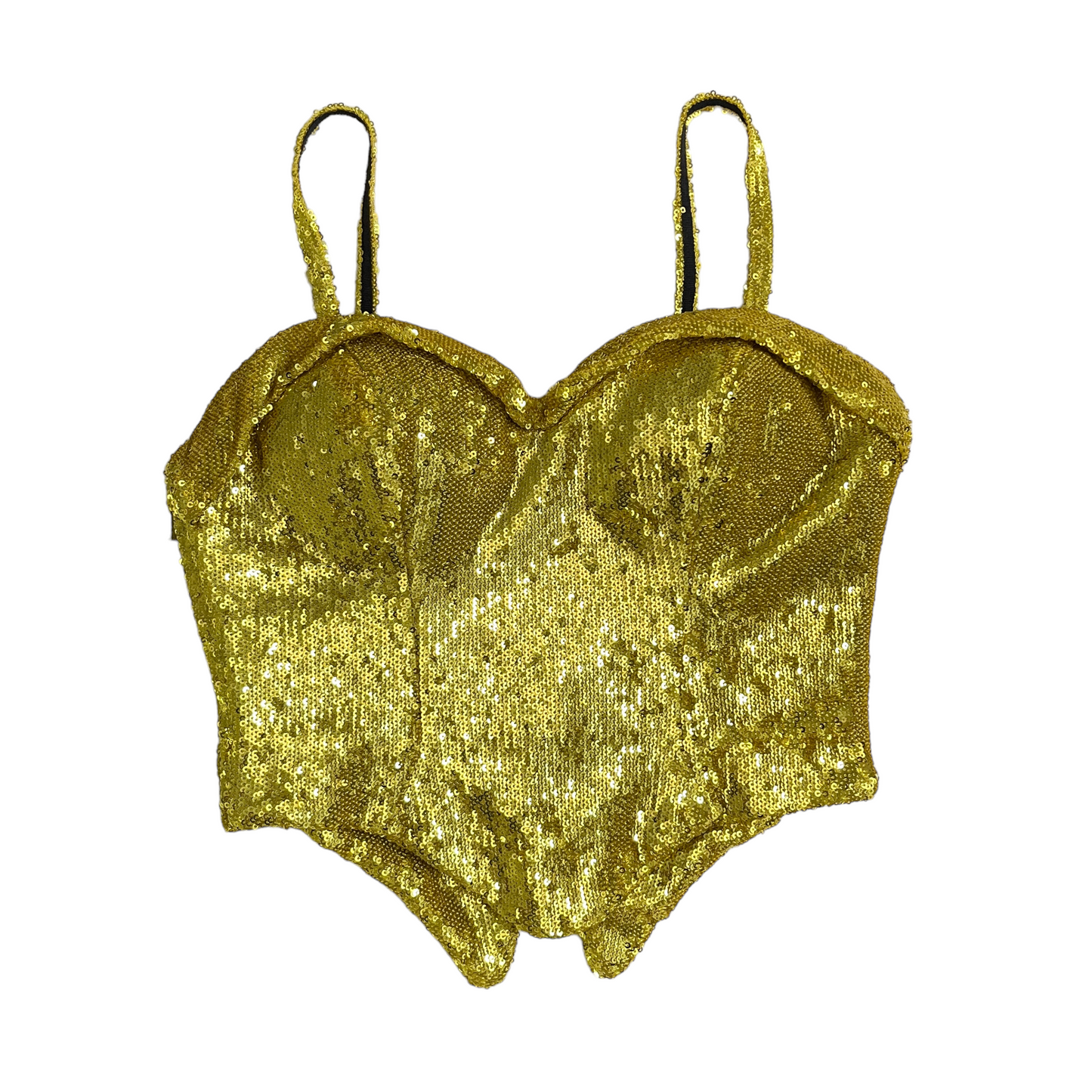 AREA Sequin Corset Top in Gold