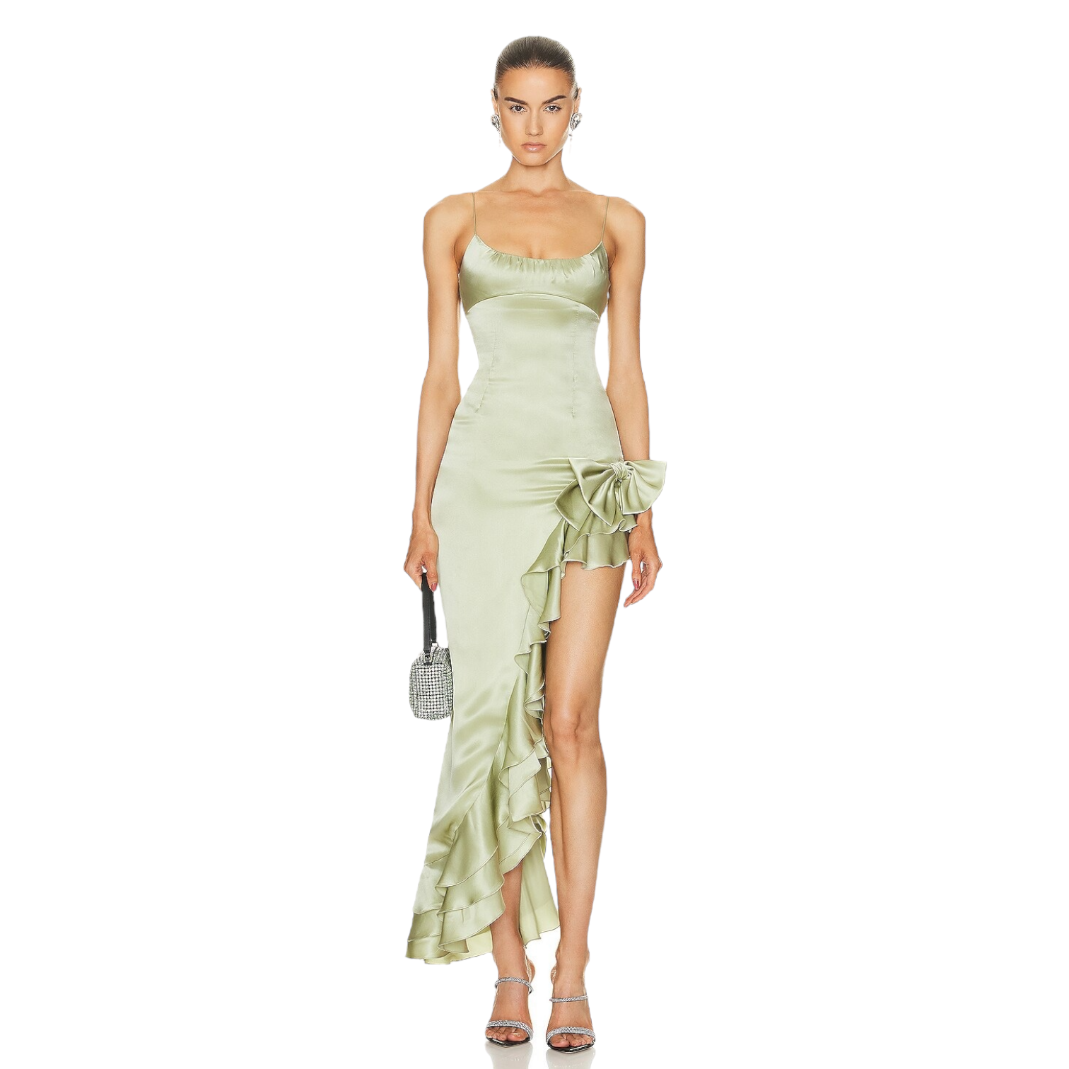 alessandra rich green dress Ruffle Gown in Olive – Revaia Cotton Crew Mac Duggal 11659 Dress fully lined silhouette. Color:COTTON/HEATHER GREY