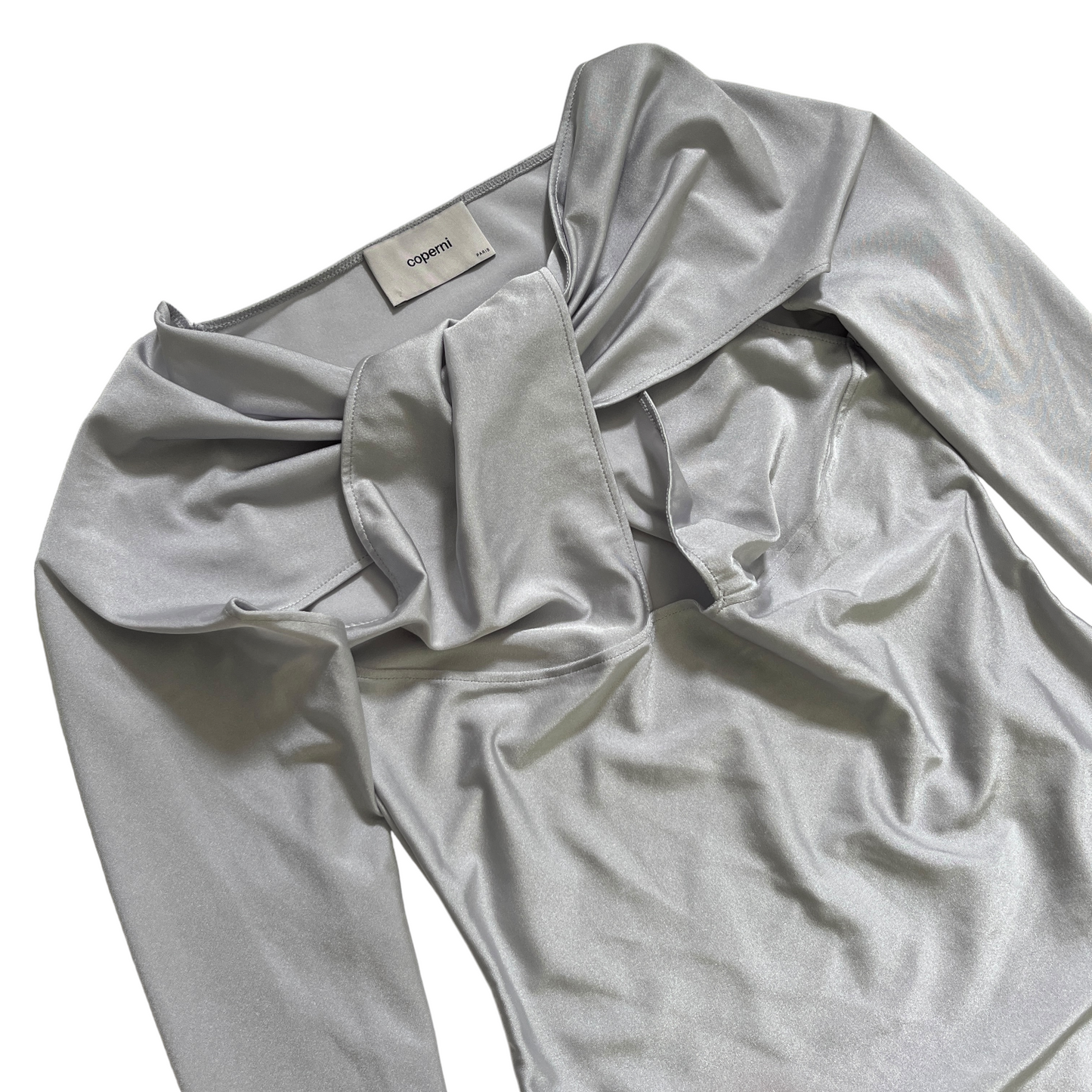 Coperni Twisted Cut Out Jersey Bodysuit in Pearl Grey