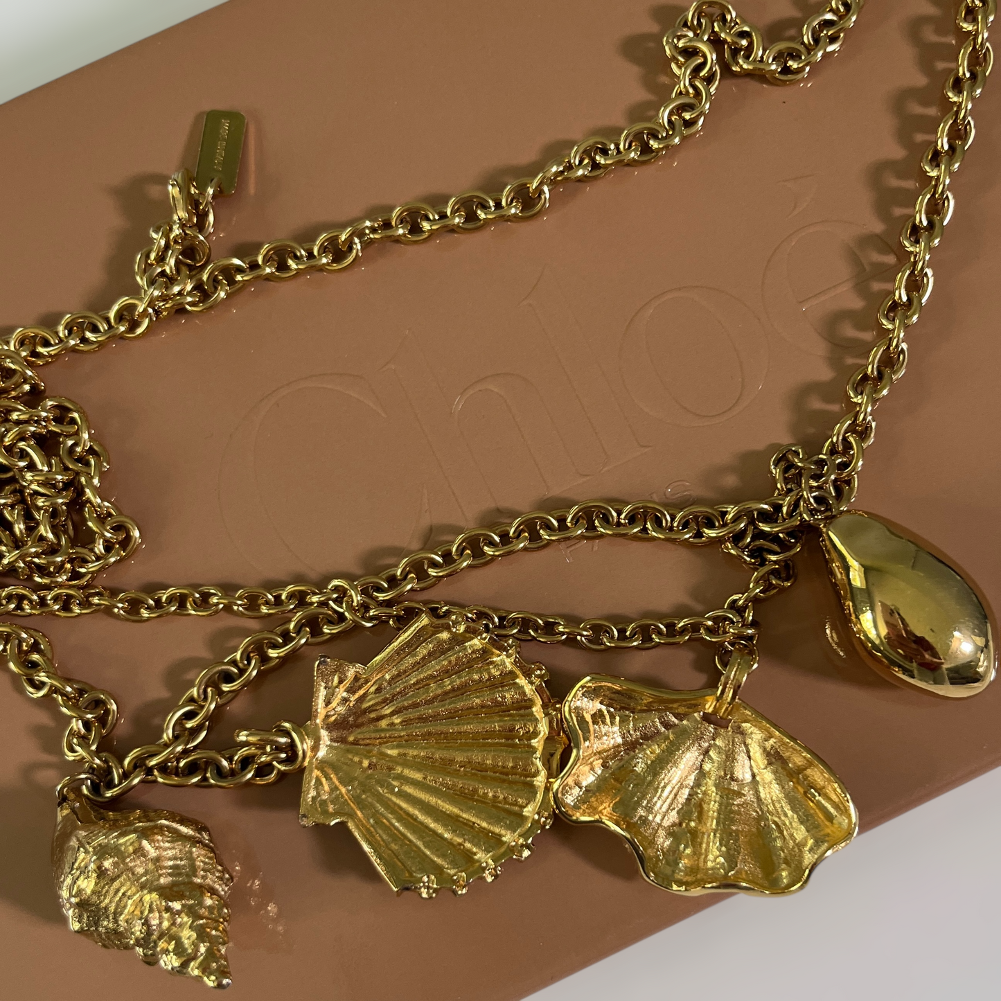 Chloe Shells Belt in Vintage Gold