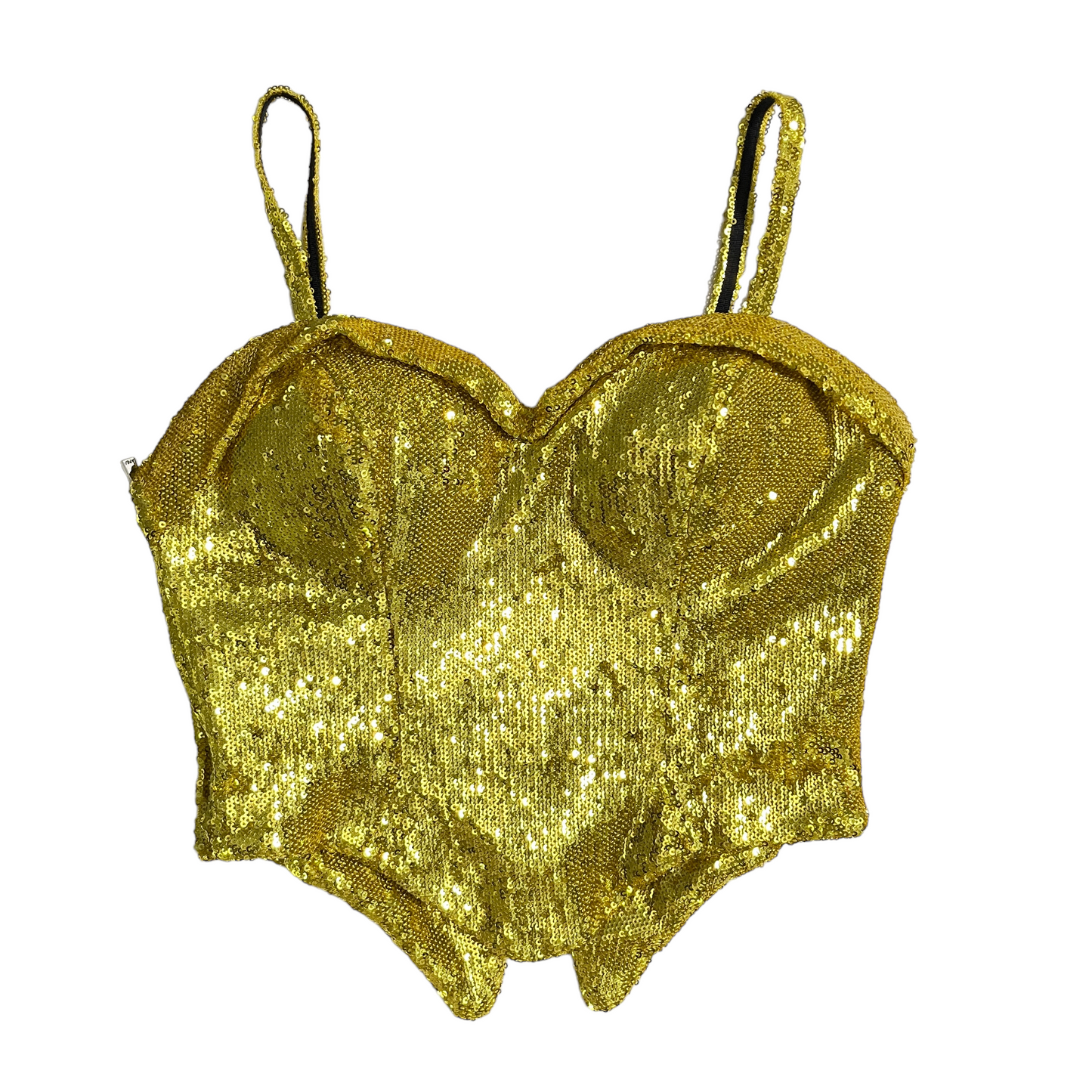 AREA Sequin Corset Top in Gold