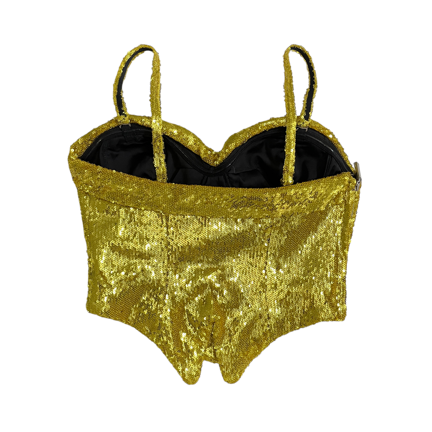 AREA Sequin Corset Top in Gold