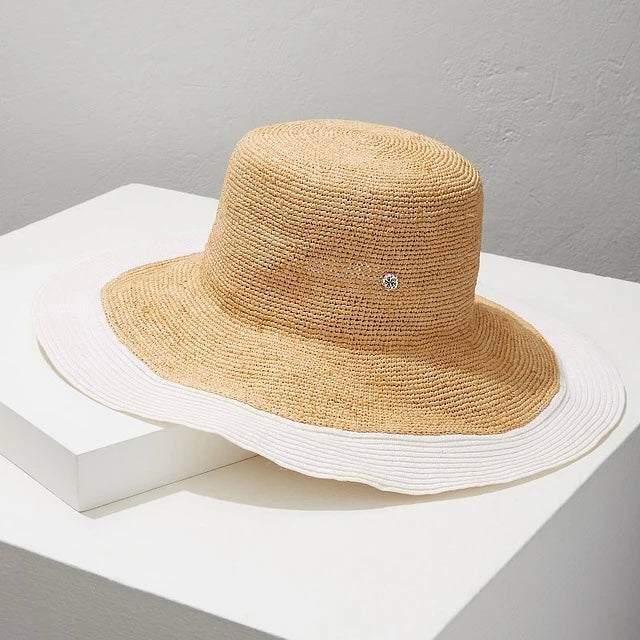 florabella Lucia Brim Sunhat in Natural & White