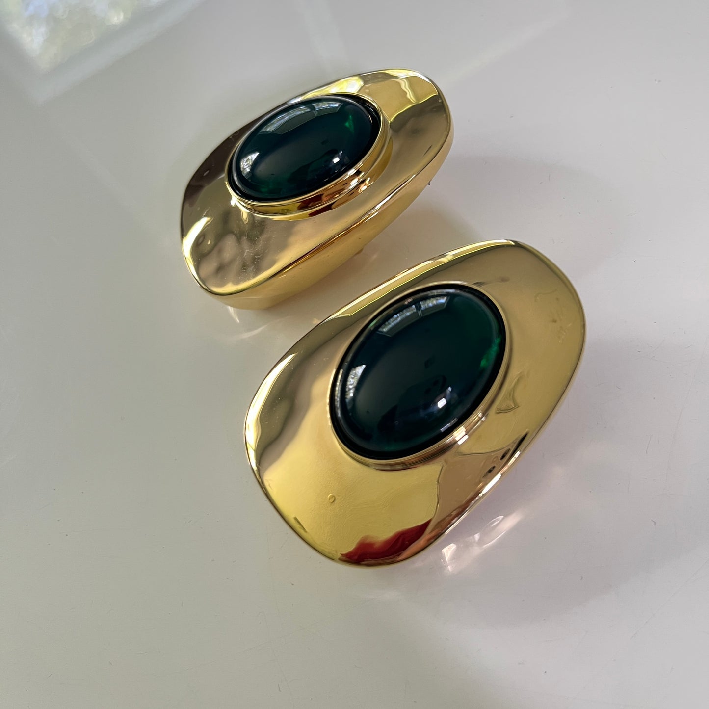 Saint Laurent Earrings in Or Laiton & Vert