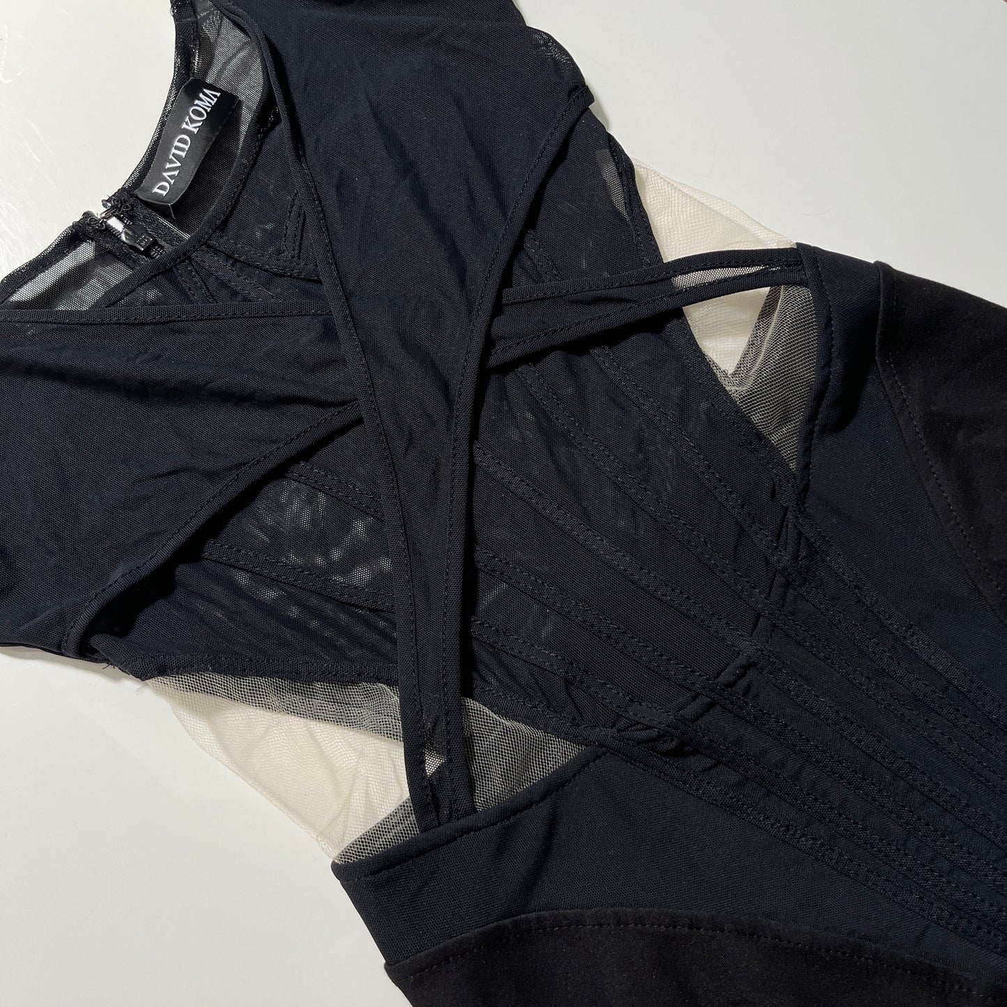 David Koma Net Boning Over Layer Catsuit in Black
