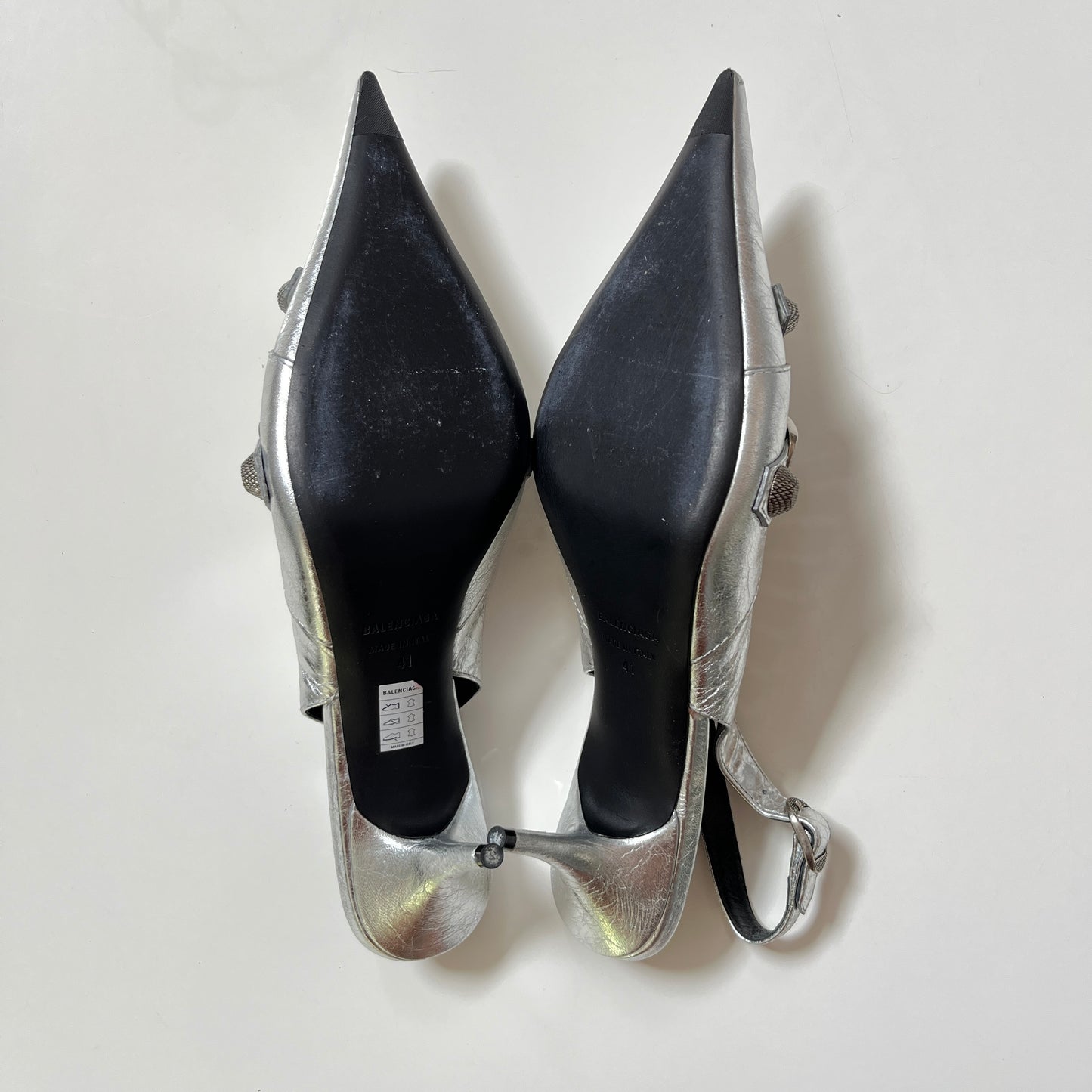 Balenciaga Cagole Sling Pump in Silver