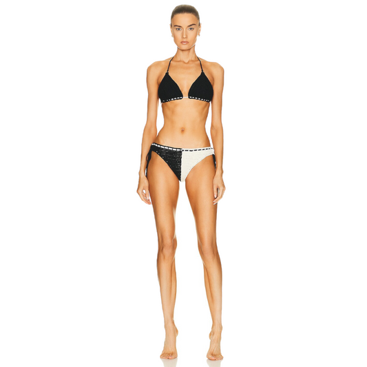 Zimmermann Clover Crochet Bikini Set in Black & White