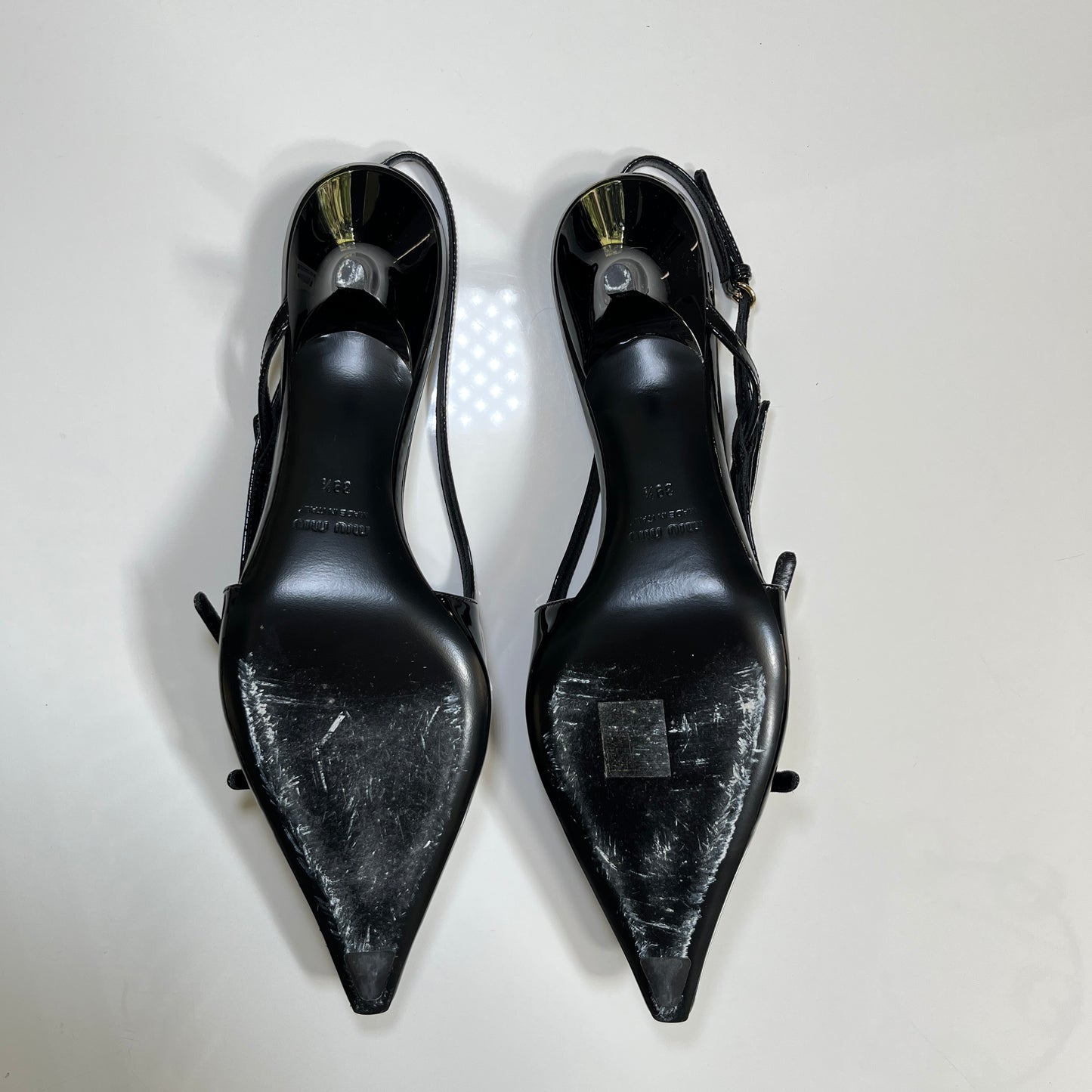 Miu Miu Heel Sandal in Vernice Nero