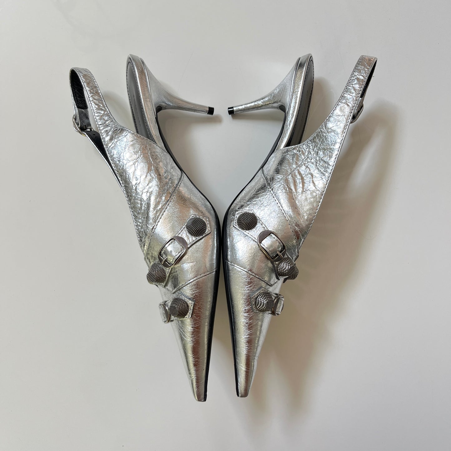 Balenciaga Cagole Sling Pump in Silver