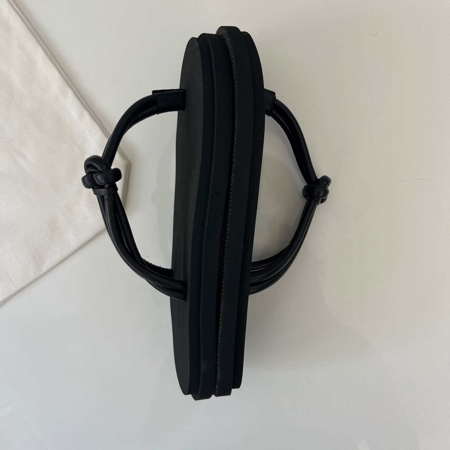 Emme Parsons Knot Pool Slide in Black Nappa