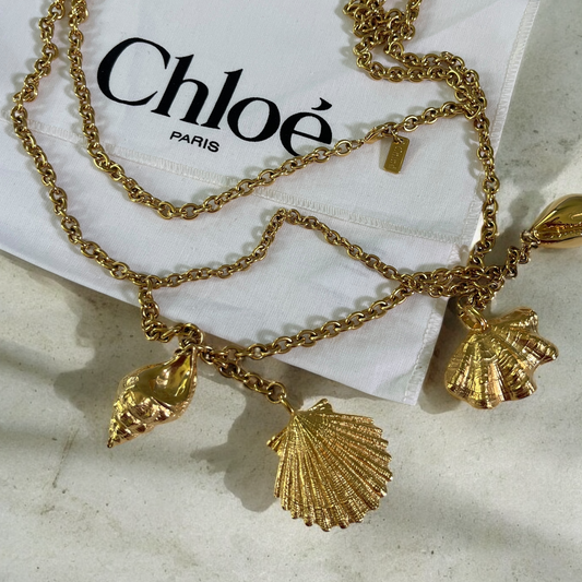 Chloe Shells Belt in Vintage Gold