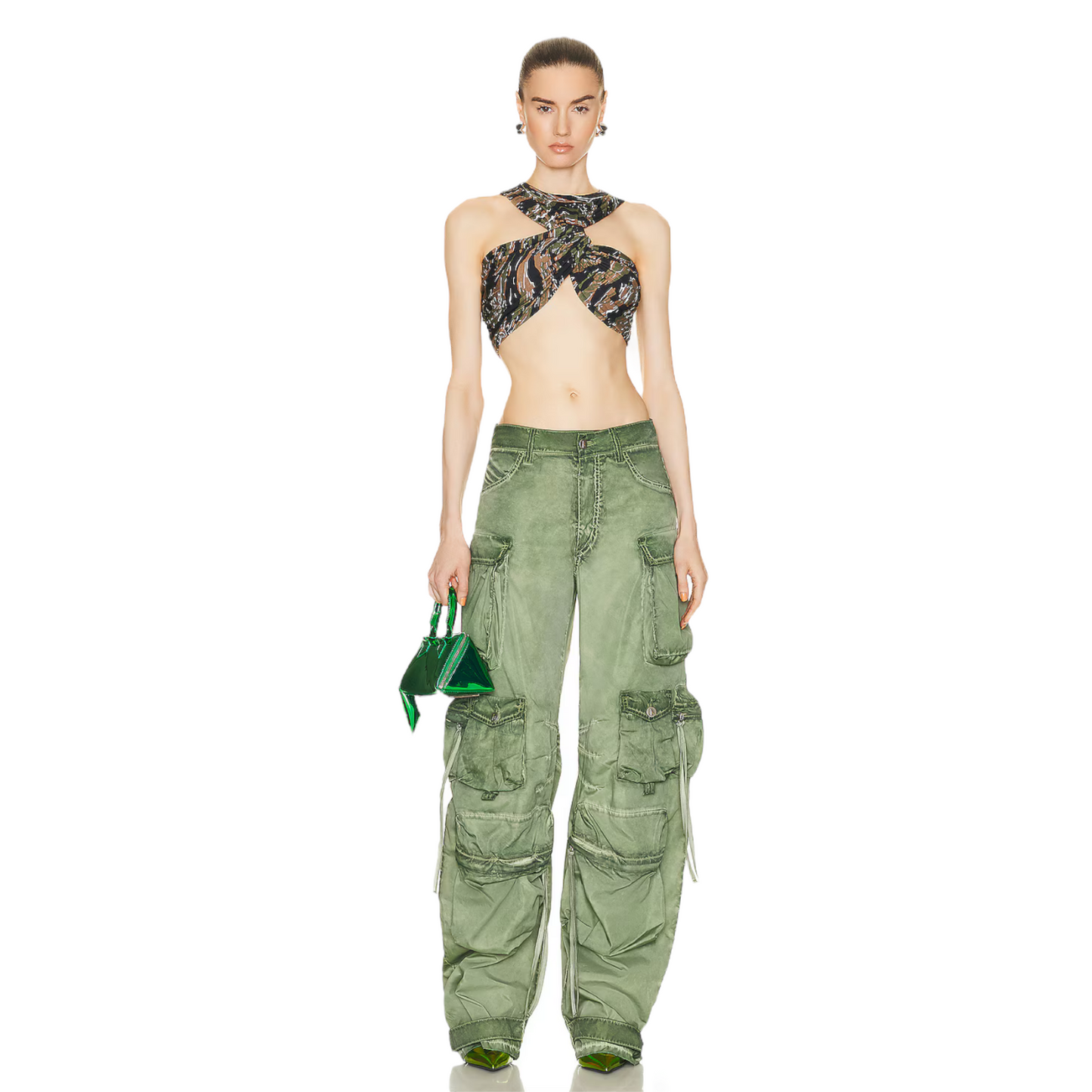 THE ATTICO Fern Long Pant in Military Green