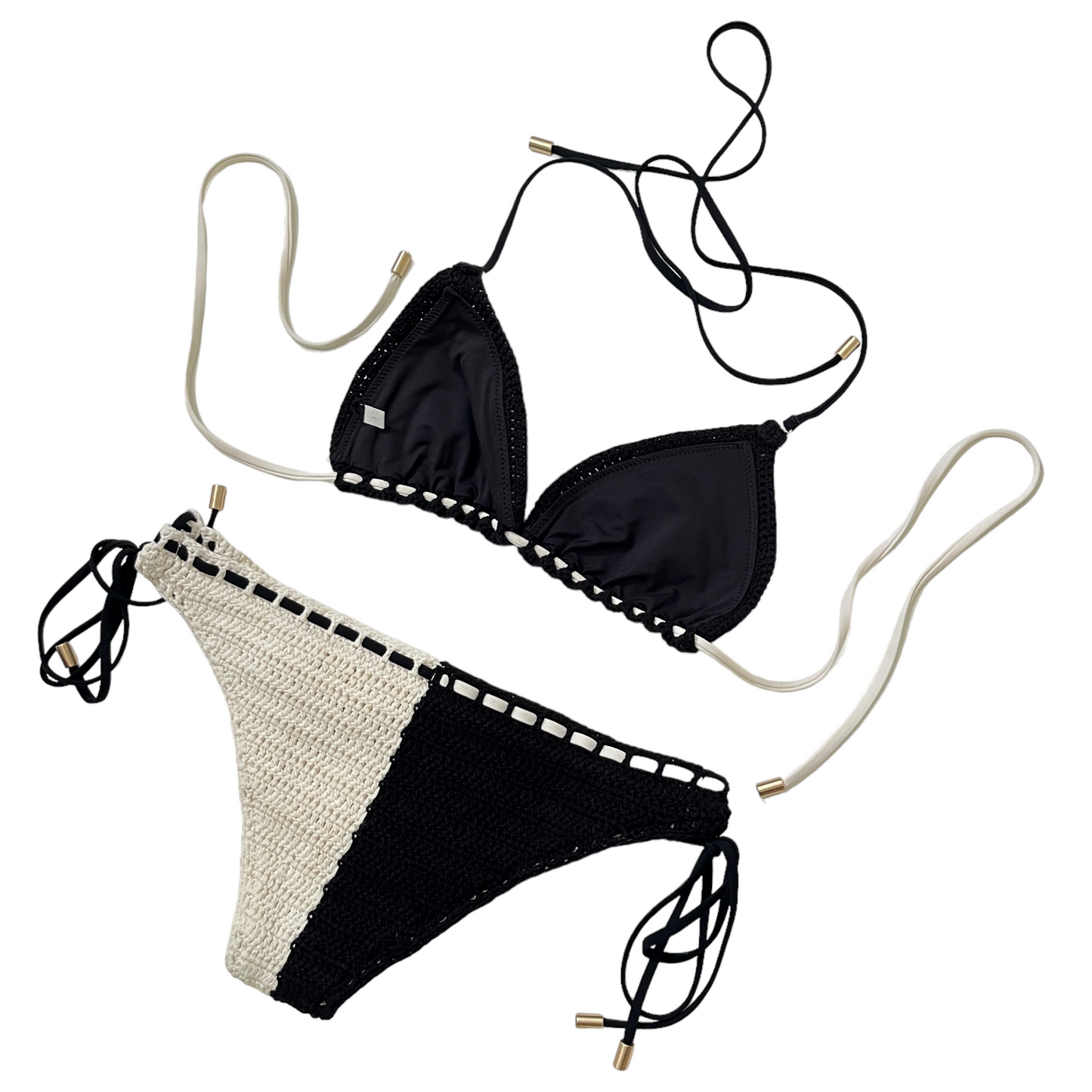 Zimmermann Clover Crochet Bikini Set in Black & White