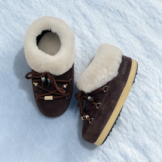 MOON BOOT Evx Mule Suede Bead in Dark Brown &amp; Natural