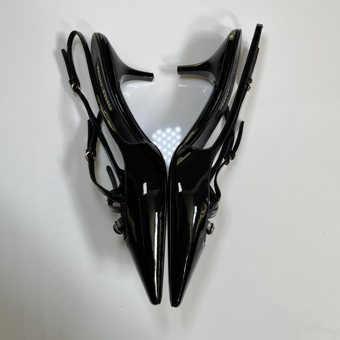 Miu Miu Heel Sandal in Vernice Nero