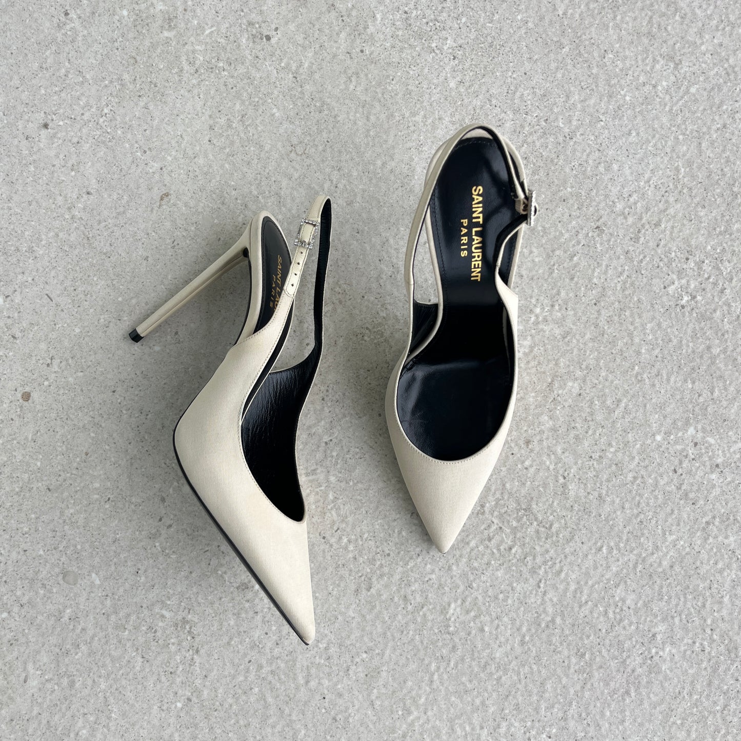 Saint Laurent Zoe Slingback Pump in Pale Sand
