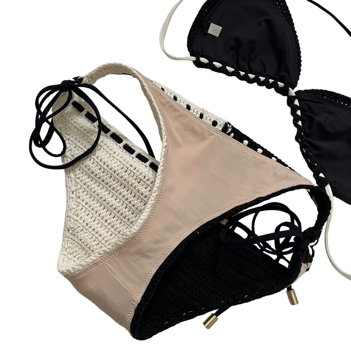Zimmermann Clover Crochet Bikini Set in Black & White