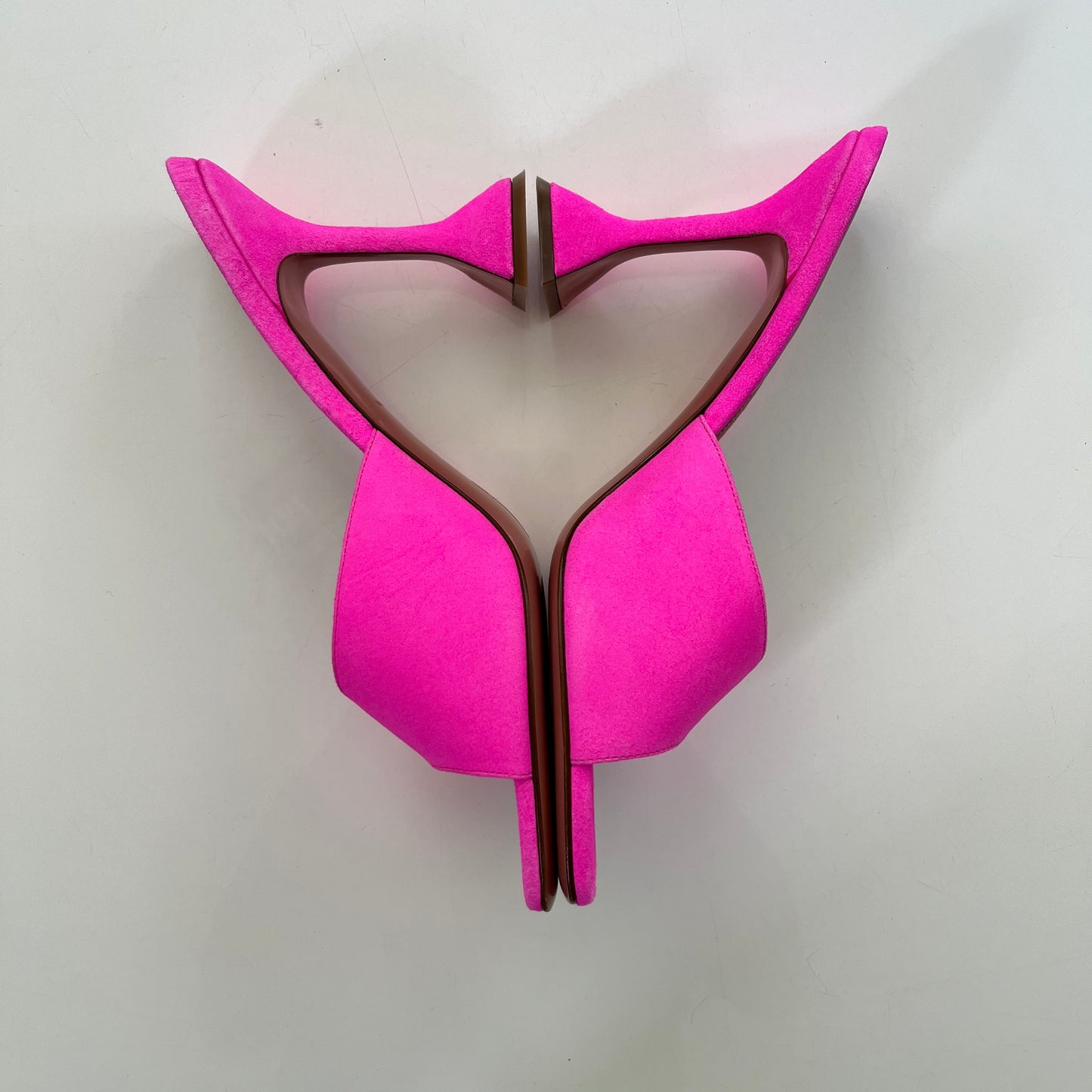 AMINA MUADDI Lupita Suede Slipper Mule in Fluo Pink