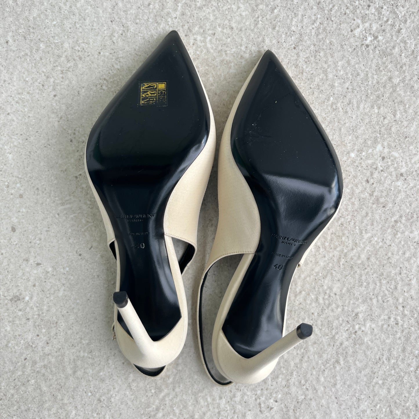 Saint Laurent Zoe Slingback Pump in Pale Sand