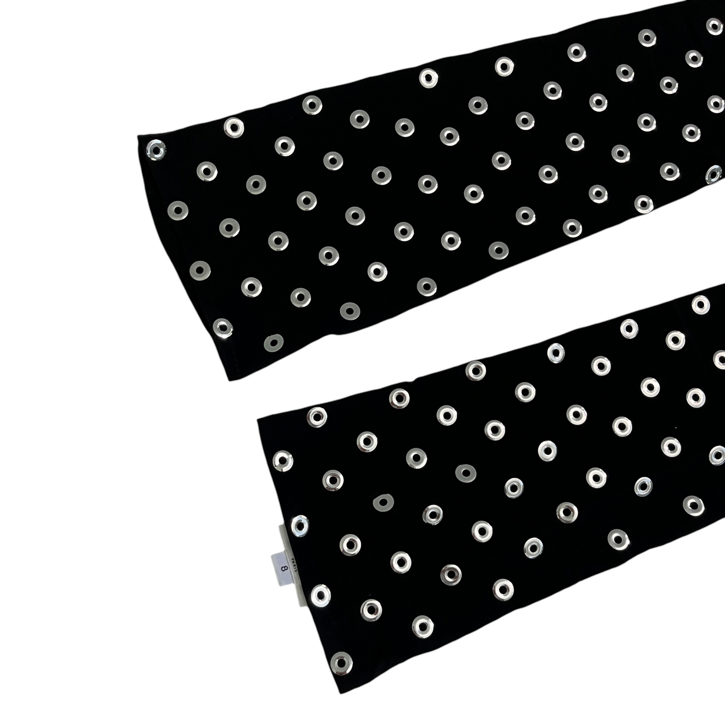 ALAÏA Eyelet Gloves in Noir & Argent