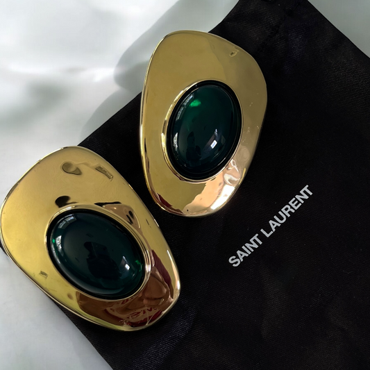 Saint Laurent Earrings in Or Laiton & Vert