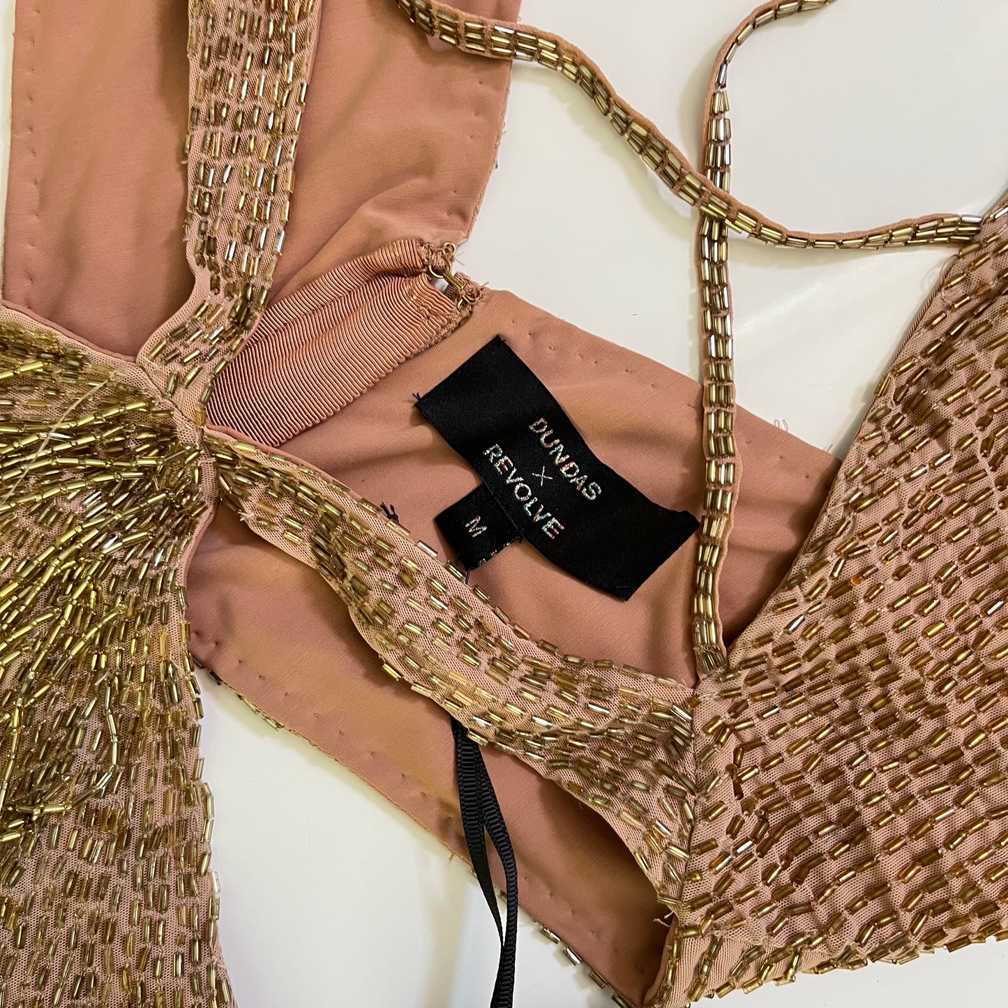 DUNDAS x REVOLVE Cher Embellished Mini Dress in Gold M