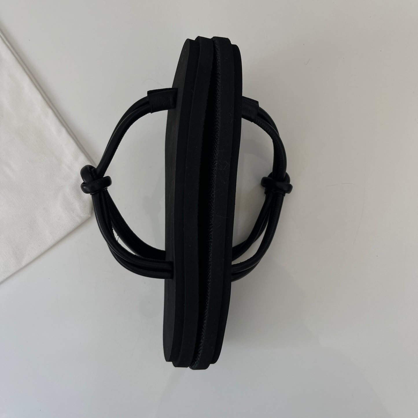 Emme Parsons Knot Pool Slide in Black Nappa