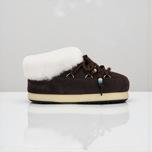 MOON BOOT Evx Mule Suede Bead in Dark Brown &amp; Natural