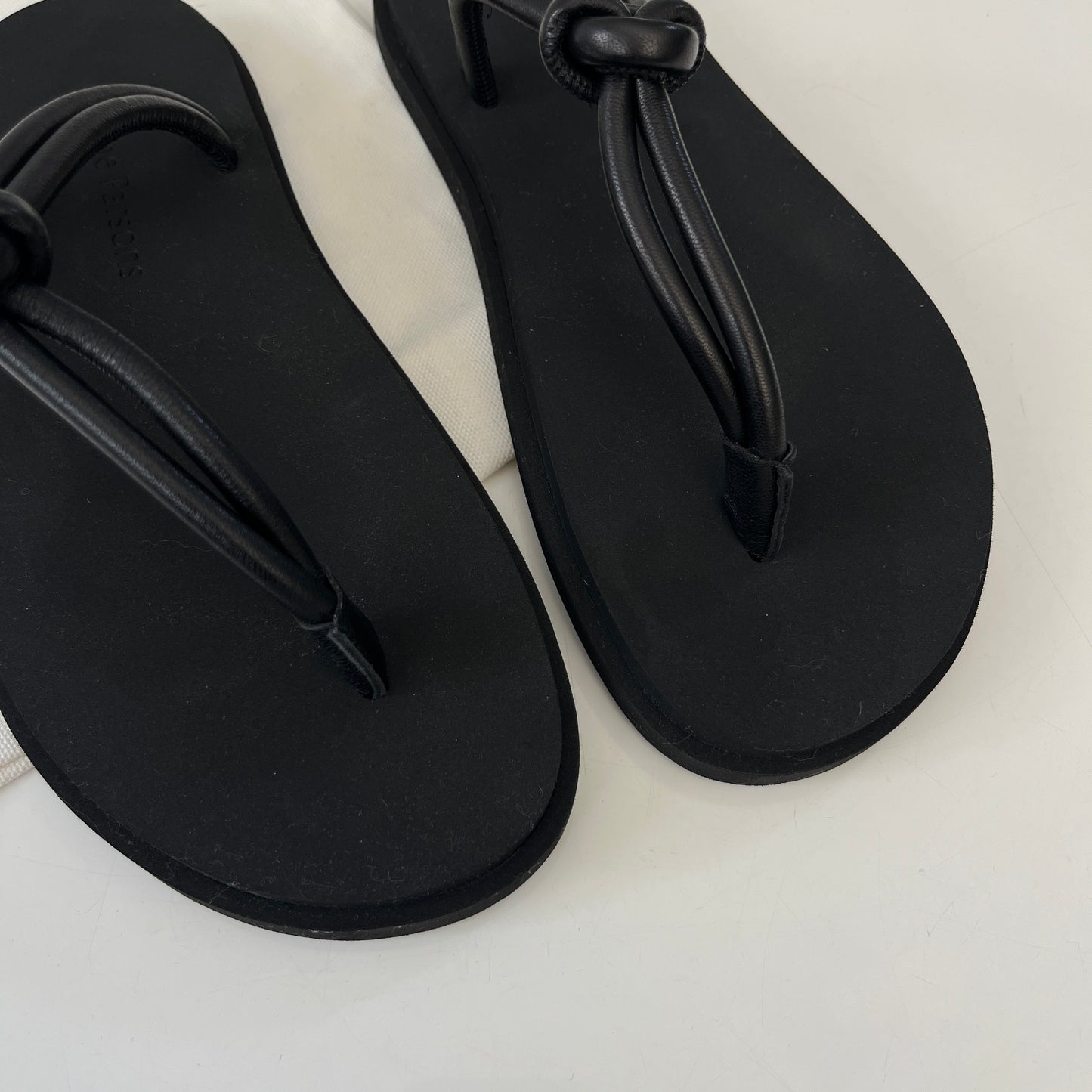 Emme Parsons Knot Pool Slide in Black Nappa