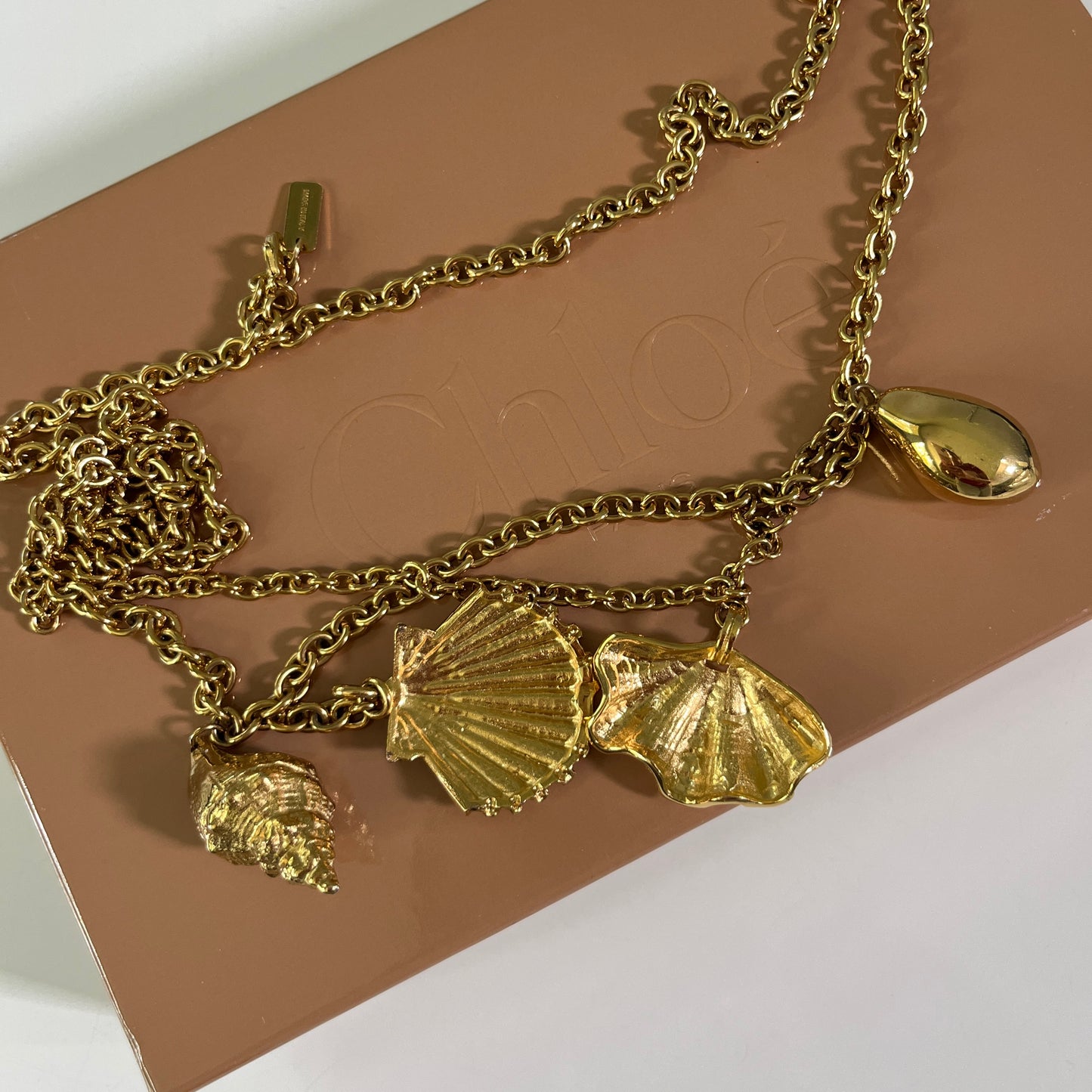 Chloe Shells Belt in Vintage Gold