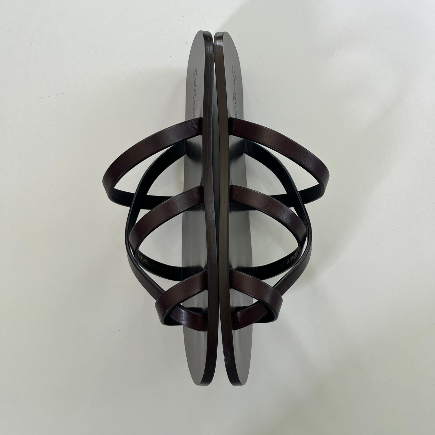 Saint Laurent Culver Flat Sandal in Ultra Dark Brown