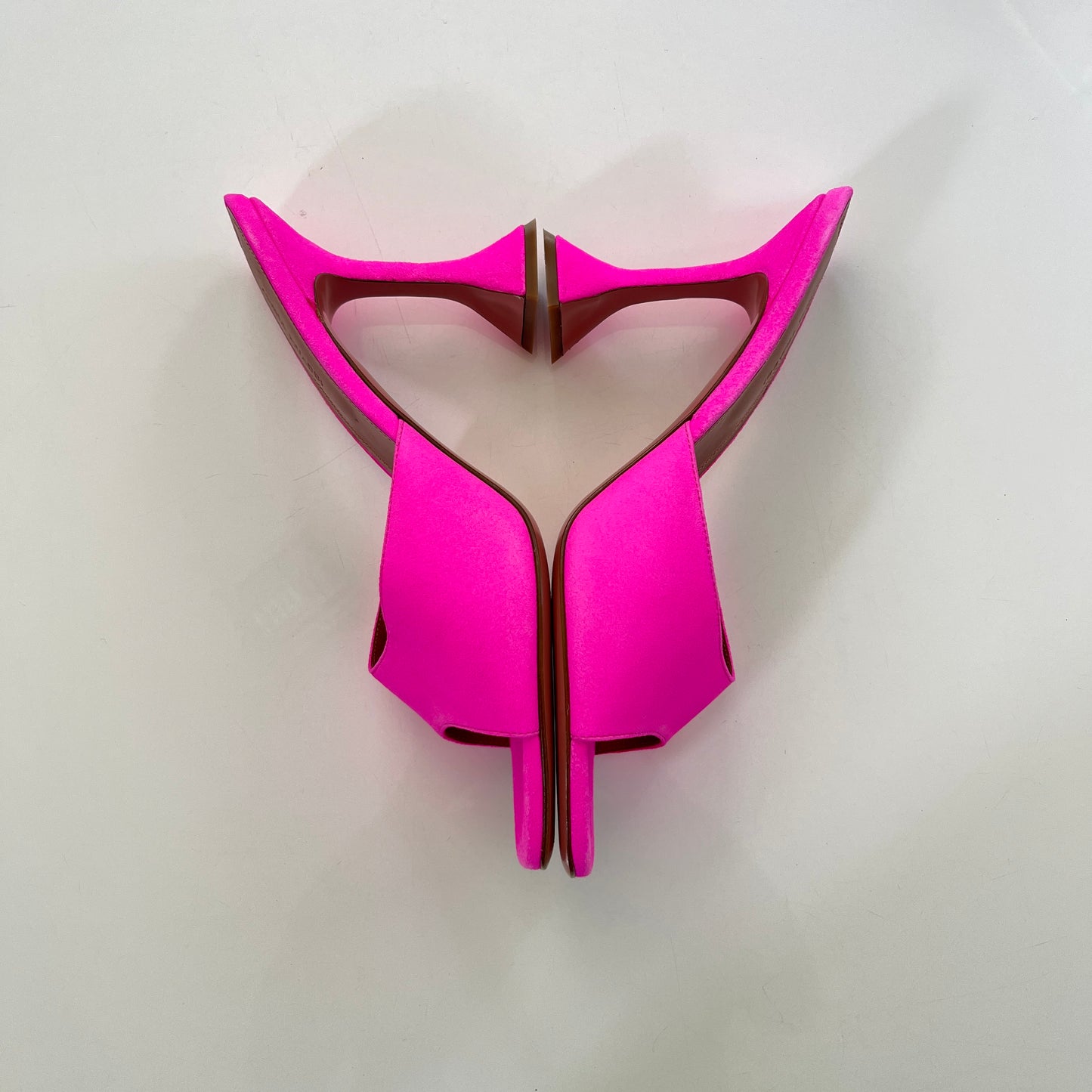 AMINA MUADDI Lupita Suede Slipper Mule in Fluo Pink