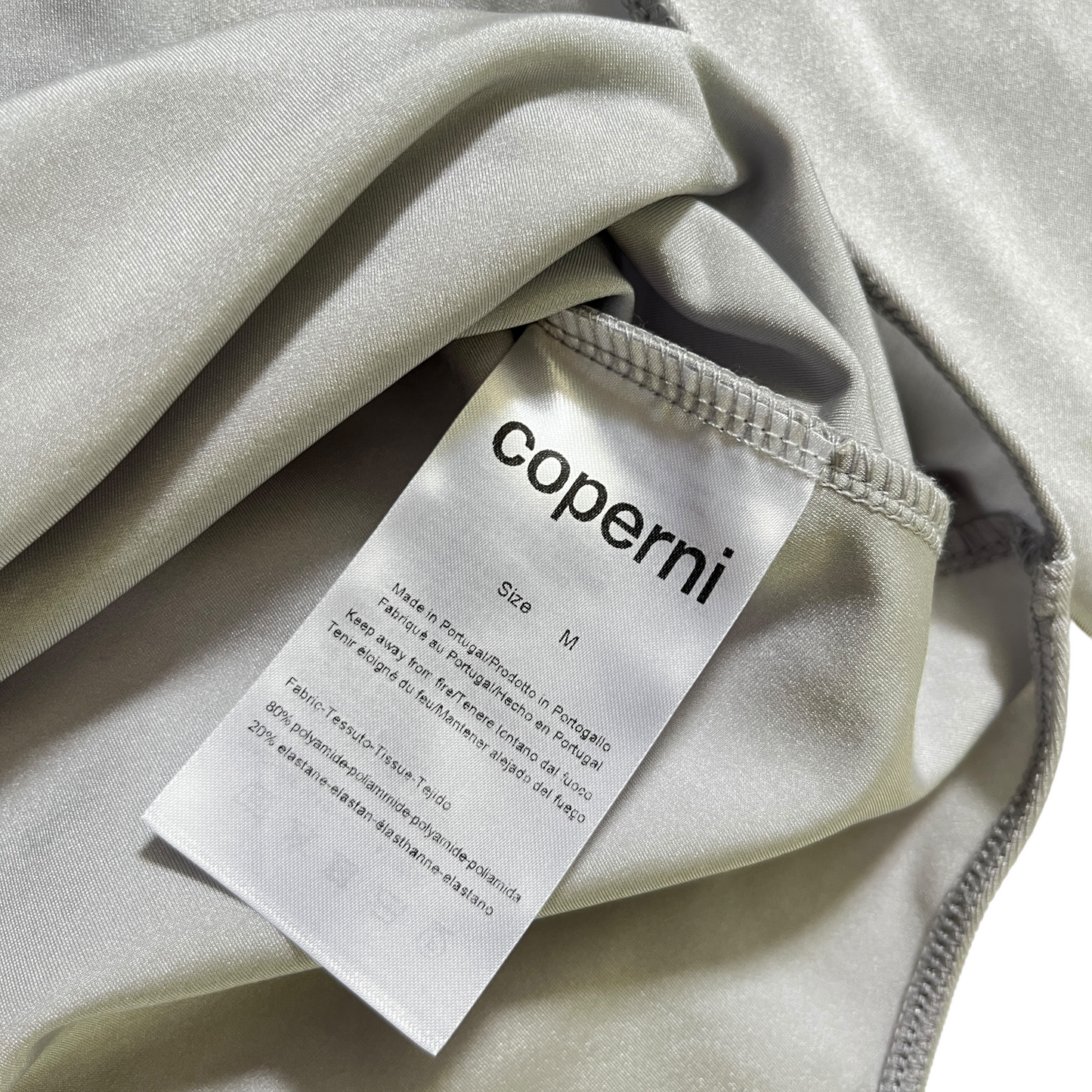 Coperni Twisted Cut Out Jersey Bodysuit in Pearl Grey