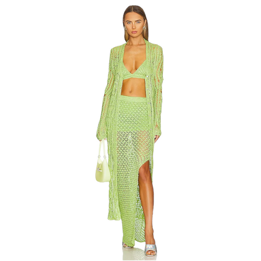 SER.O.YA Allison Crochet Cardigan in Lime