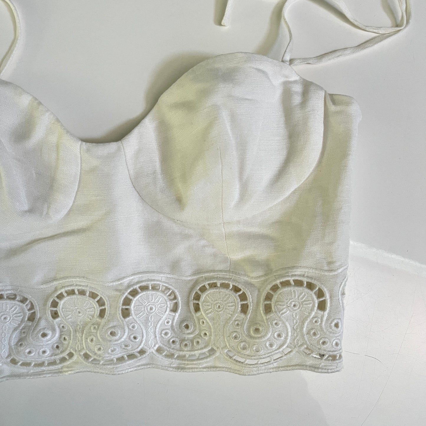 SIMKHAI Sherri Scarf Embroidered Linen Top in White