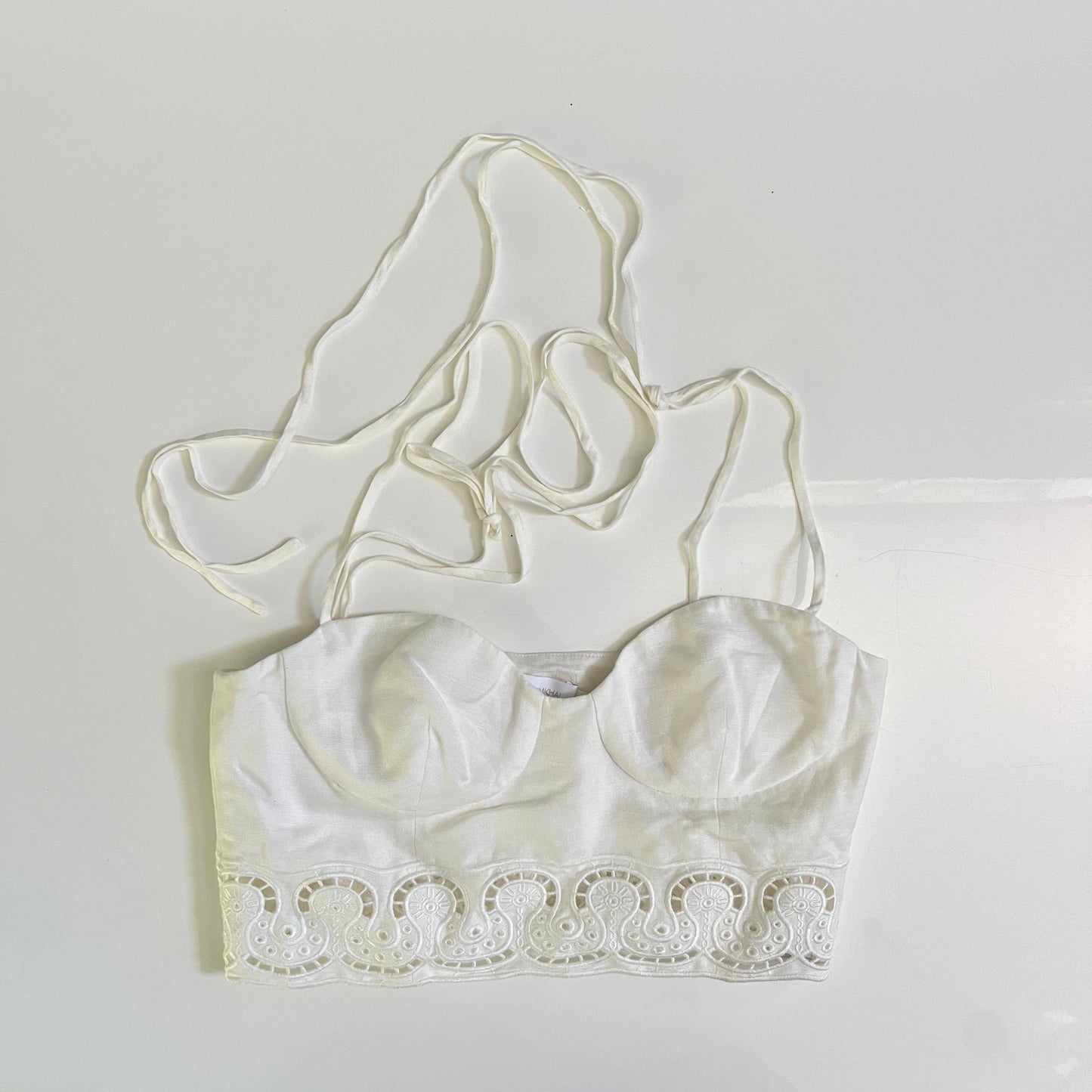 SIMKHAI Sherri Scarf Embroidered Linen Top in White
