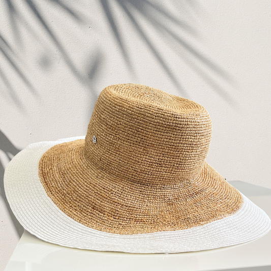 florabella Lucia Brim Sunhat in Natural & White