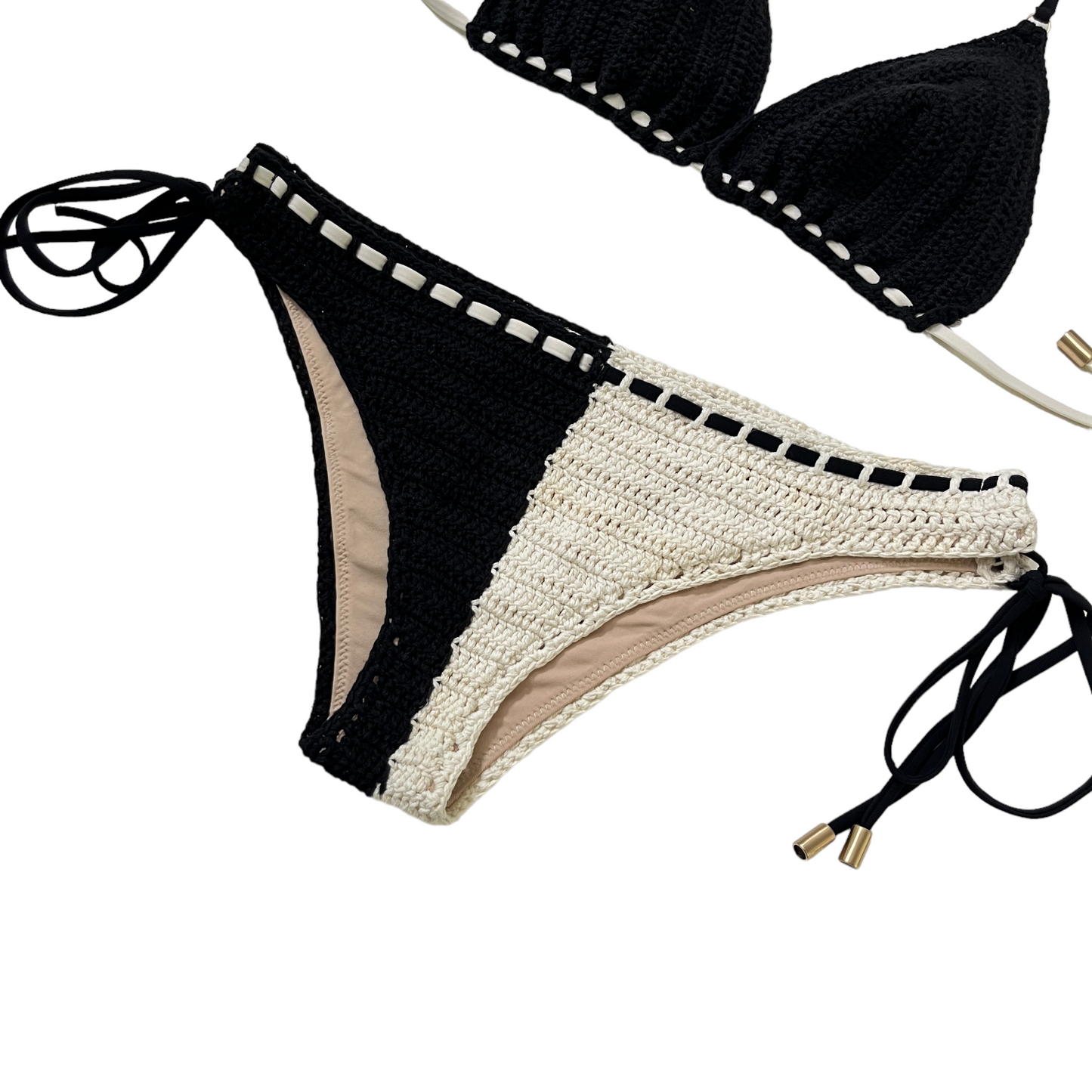 Zimmermann Clover Crochet Bikini Set in Black & White