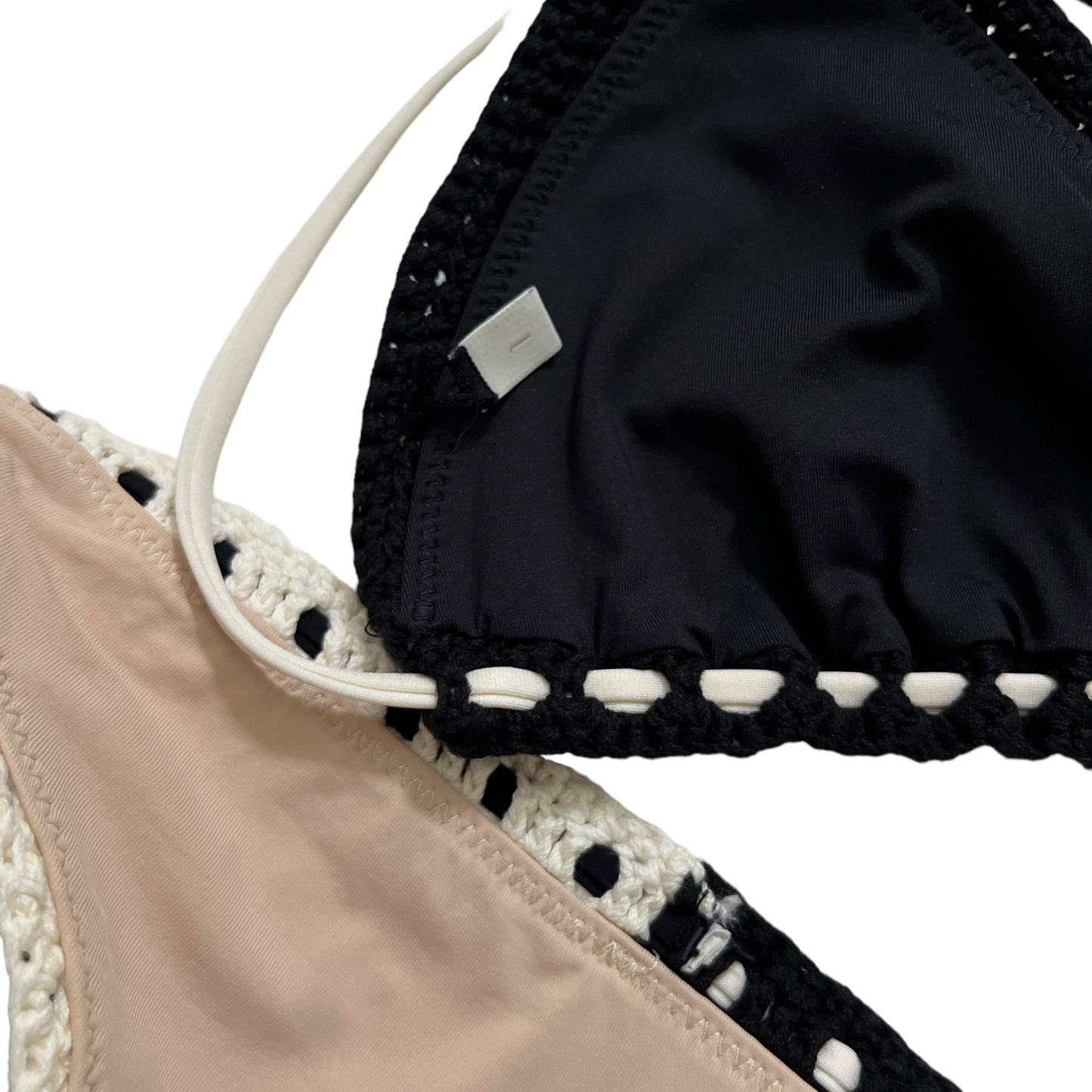 Zimmermann Clover Crochet Bikini Set in Black & White