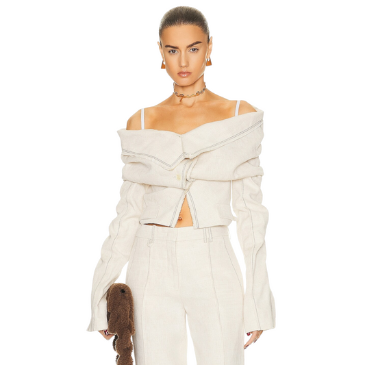 JACQUEMUS La Veste Camargue in Light Beige 6