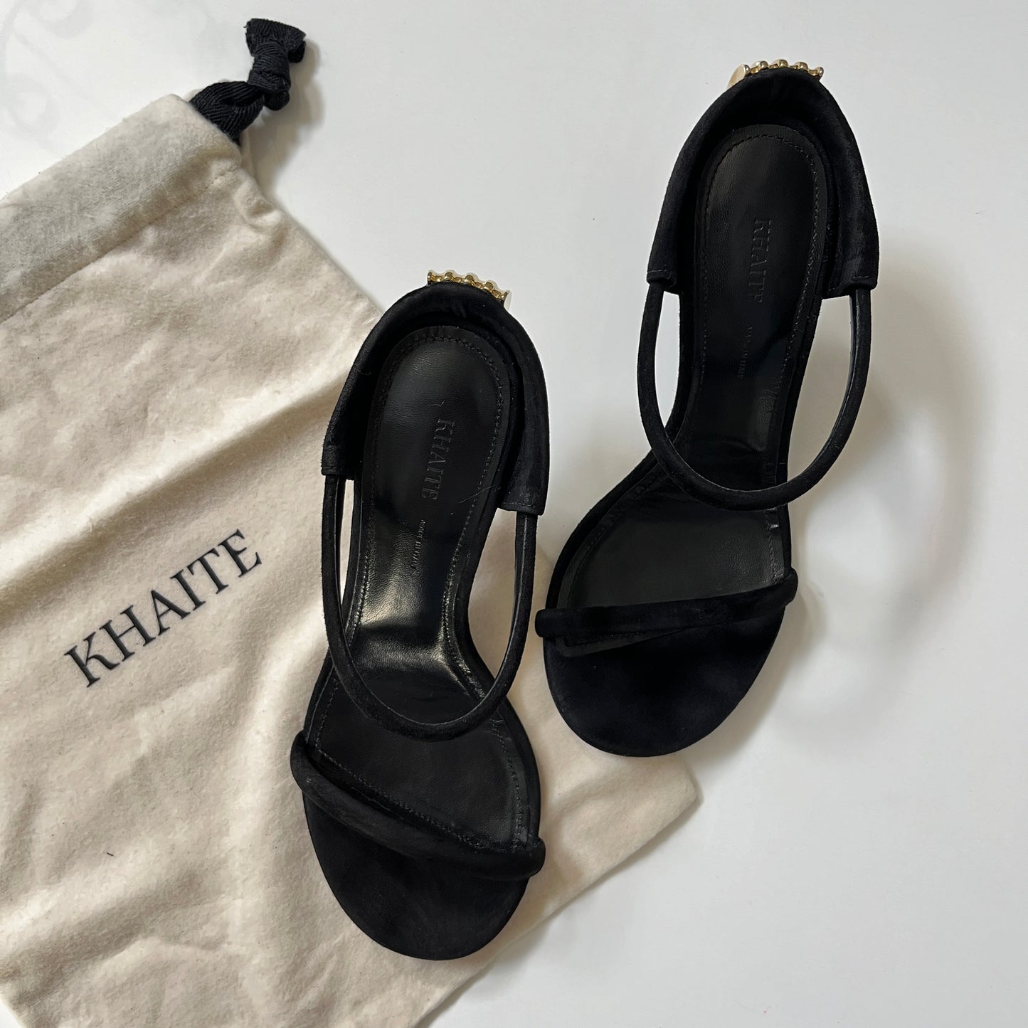 KHAITE Seigel Heel Sandal in Black