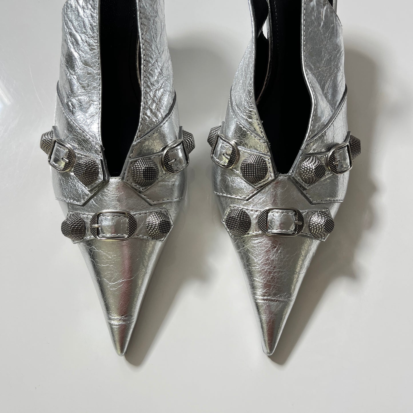 Balenciaga Cagole Sling Pump in Silver